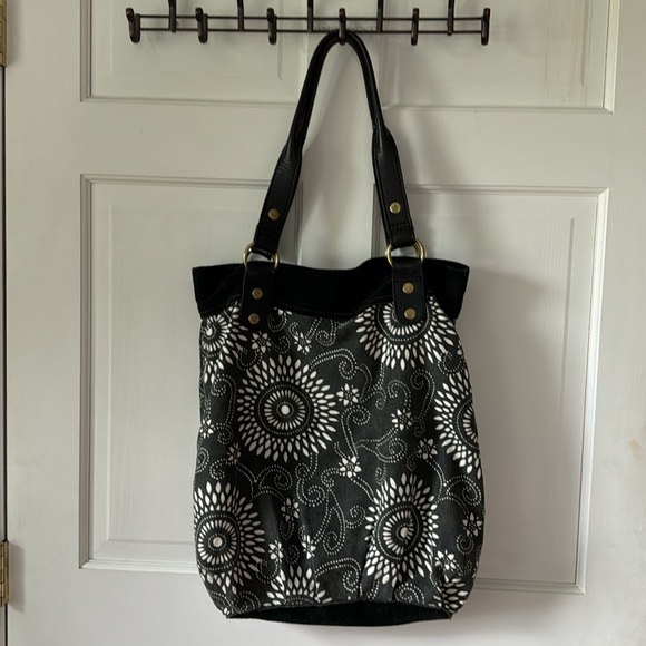 Lucky Brand Boho Bag Cotton With Suede Trim - Picture 4 of 16